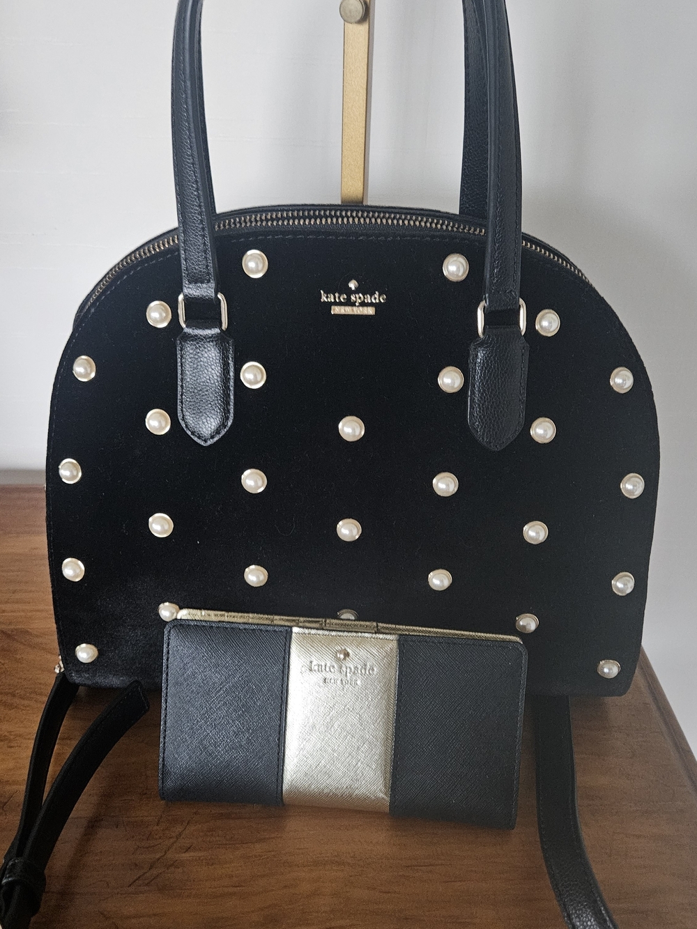 kate spade Black Pearl-Embellished Dome Satchel
